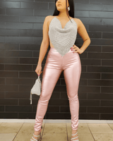 Expensive Views Metallic Rose Pants - Palazzo Couture Online