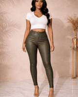 Expensive Views Olive Pants with Stretch Fit - Palazzo Couture Online