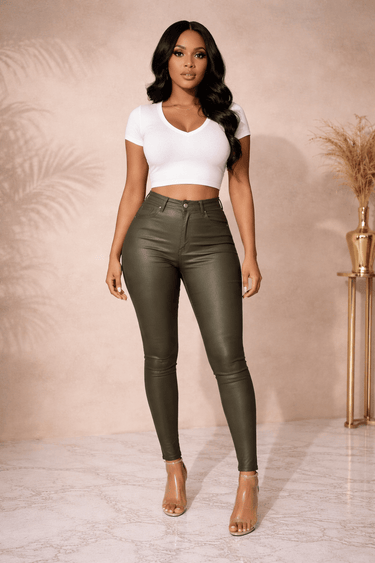 Expensive Views Olive Pants with Stretch Fit - Palazzo Couture Online