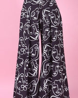 Face Graphic Print Palazzo Pants (Black) - view 3