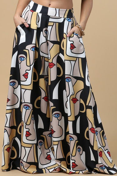 Facelips Print Wide Palazzo Pants - Palazzo Couture Online