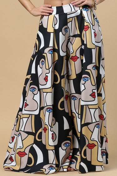 Facelips Print Wide Palazzo Pants - Palazzo Couture Online