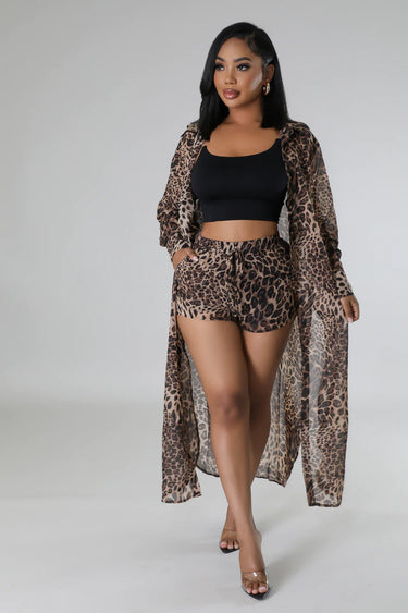 Fantasy Vacay Short Set (leopard) - Palazzo Couture Online