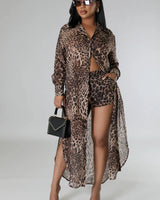 Fantasy Vacay Short Set (leopard) alternate angle showing set details