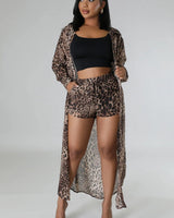 Women's Leopard short set matching style back view
