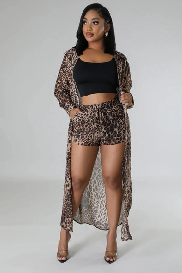 Women's Leopard short set matching style back view