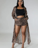 Fantasy Vacay Short Set (leopard) side view showing shorts fit and silhouette