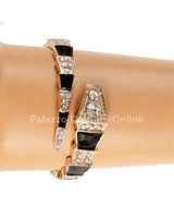 Fashion Snake Cuff Bangle with Crystal Accents and Metal Finish - trendy women's jewelry