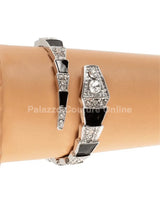 Fashion Snake Cuff Bangle with Crystal Accents and Metal Finish - women's statement jewelry
