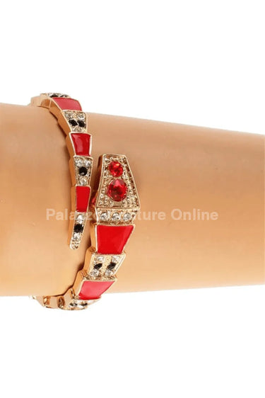 Fashion Snake Cuff Bangle with Crystal Accents and Metal Finish - stylish accessory for every outfit