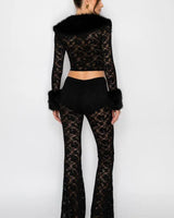 Elegant Black lace two piece pant set styled for going out