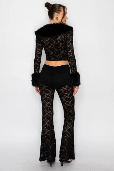 Elegant Black lace two piece pant set styled for going out