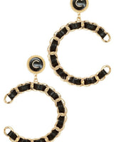 Faux Leather and Chain Braided Hoop Earrings - Palazzo Couture Online