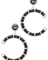 Faux Leather and Chain Braided Hoop Earrings for women - fashion jewelry by Palazzo Couture