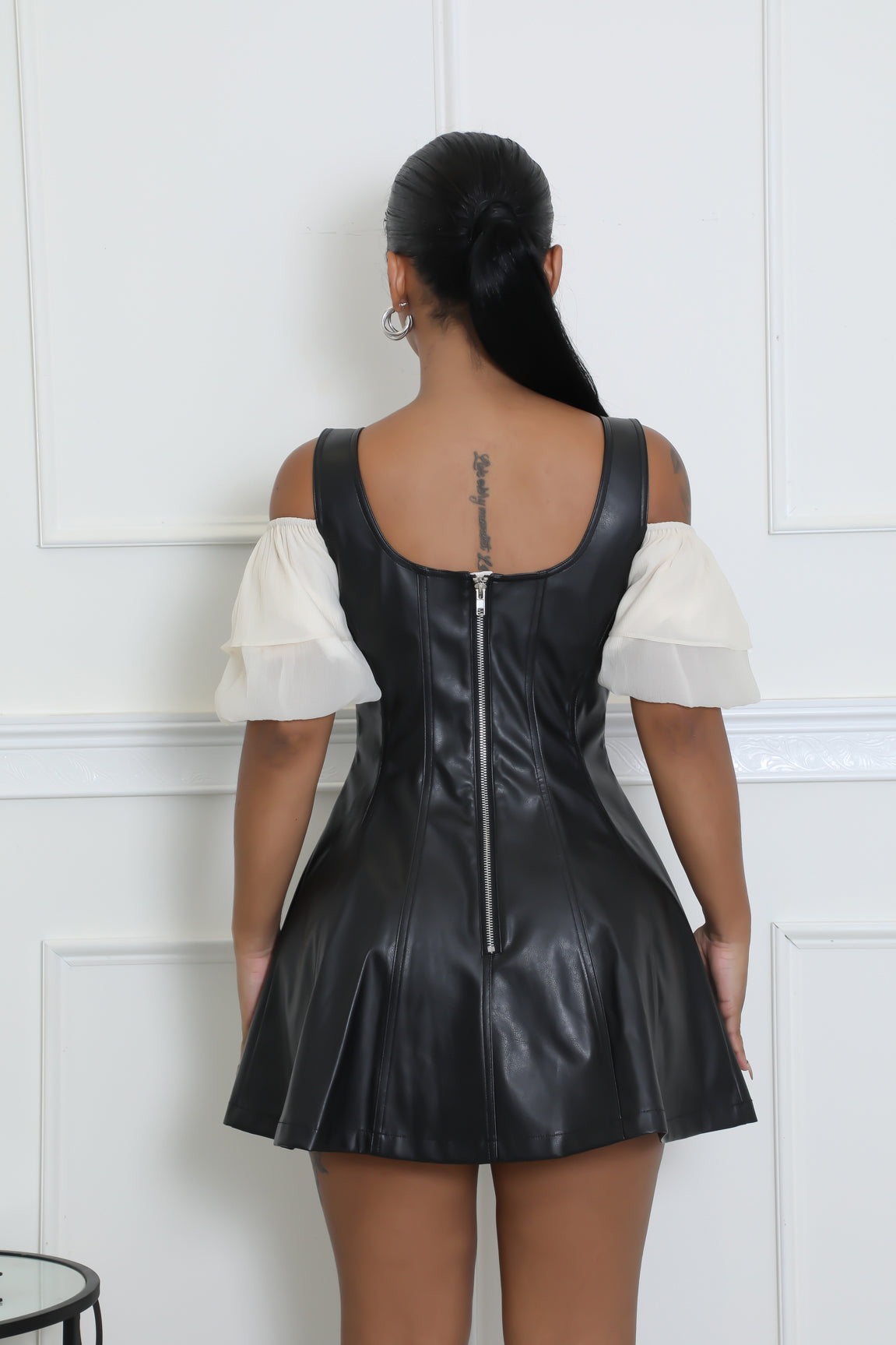 Faux Leather Renaissance Mini Dress