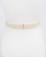 Faux Pearl Rhinestone Stretch Waist Belt - Palazzo Couture Online