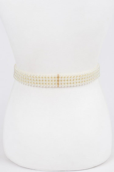 Faux Pearl Rhinestone Stretch Waist Belt - Palazzo Couture Online