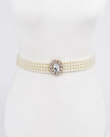 Faux Pearl Rhinestone Stretch Waist Belt - Palazzo Couture Online