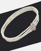 Faux Pearl Rhinestone Stretch Waist Belt - elegant belt accessory by Palazzo Couture