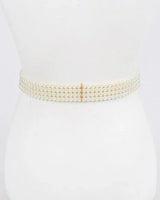Faux Pearl Rhinestone Stretch Waist Belt - trendy women's fashion belt