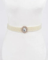 Faux Pearl Rhinestone Stretch Waist Belt for women - fashion belt by Palazzo Couture