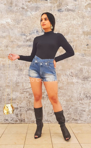 Favorite Highneck Smooth Top (Black) - Palazzo Couture Online