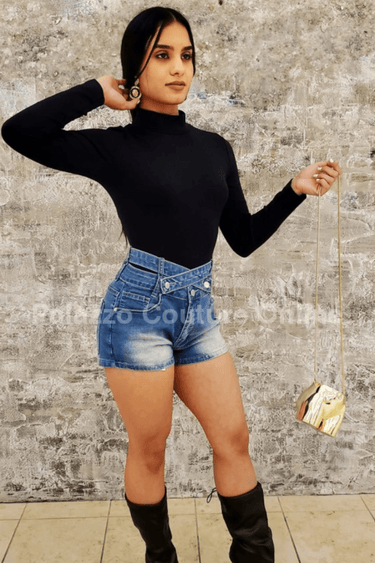 Favorite Highneck Smooth Top (Black) - Palazzo Couture Online