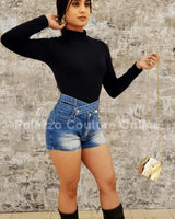Favorite Highneck Smooth Top (Black) front view showing long sleeve design
