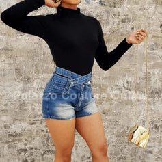 Favorite Highneck Smooth Top (Black) front view showing long sleeve design