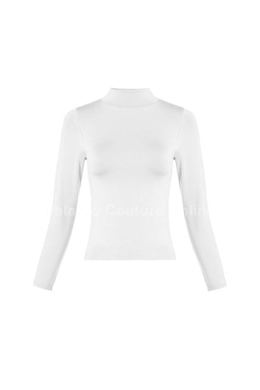 Favorite Highneck Smooth Top (White) - Palazzo Couture Online