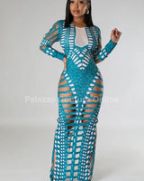 Elegant Green cutout maxi dress on model styled for evening event