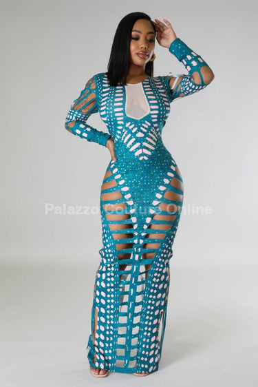 Feel Me Maxi Dress (Green) - Palazzo Couture Online