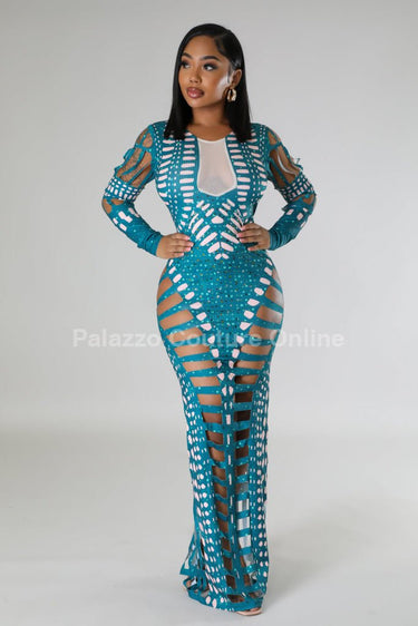 Feel Me Maxi Dress (Green) - Palazzo Couture Online