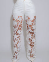 Fierce Bloom Lace Pants White ok - Palazzo Couture Online