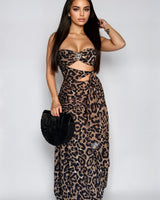 Fierce Elegance Leopard Cut - Out Maxi Dress - Cheetah - Palazzo Couture Online