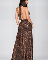 Fierce Elegance Leopard Mesh Maxi Dress - Palazzo Couture Online