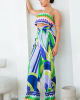 Elegant  matching two piece pant set styled for going out