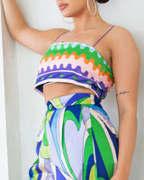 Fiesta Pant Set close up of matching top design and fabric detail