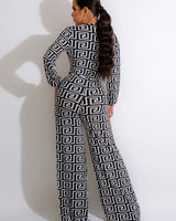 Find a Way Black and Ivory Printed Jumpsuit with Tie Waist - trendy women's jumpsuit