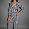 Find a Way Black and Ivory Printed Jumpsuit with Tie Waist for women - stylish jumpsuit by Palazzo Couture