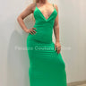 First Choice Lime Maxi Dress – Deep V Elegant Fit front view showing full-length maxi silhouette