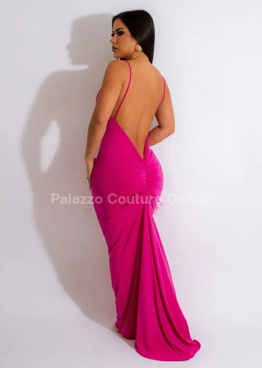 First Choice Maxi Dress – Elegant Pink Maxi Dress close up detail of elegant design and fabric