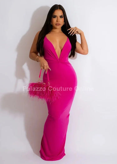 First Choice Maxi Dress – Elegant Pink Maxi Dress front view showing full-length maxi silhouette