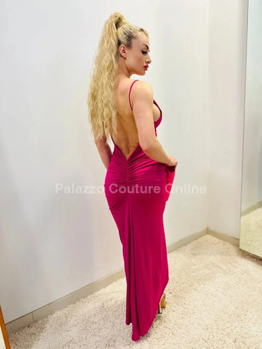 Women's Elegant Pink maxi dress from Palazzo Couture designer collection