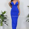 First Choice Royal Blue Maxi Dress – Deep V Elegant Fit close up detail of elegant design and fabric