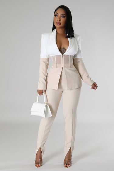 Two piece pant set – matching blazer and trousers in one outfit