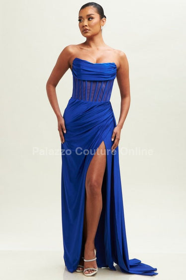 First Impression Maxi Dress ( Royal Blue) - Palazzo Couture Online