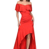 Flamenco Charm Ruffle Maxi Dress (Red) front view showing full-length maxi silhouette