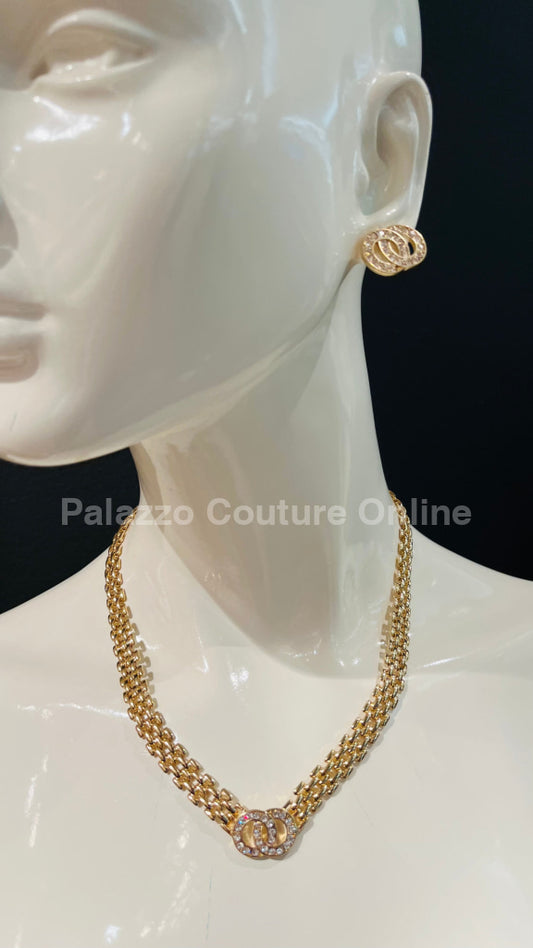 Flamme Blanche Pendant Necklace Set (Gold) Necklaces