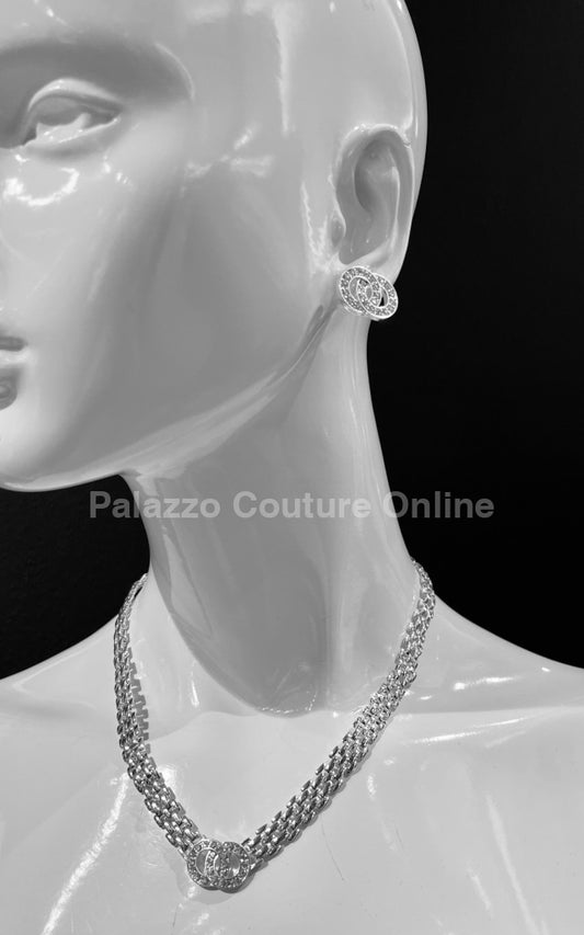 Flamme Blanche Pendant Necklace Set (Silver) Necklaces